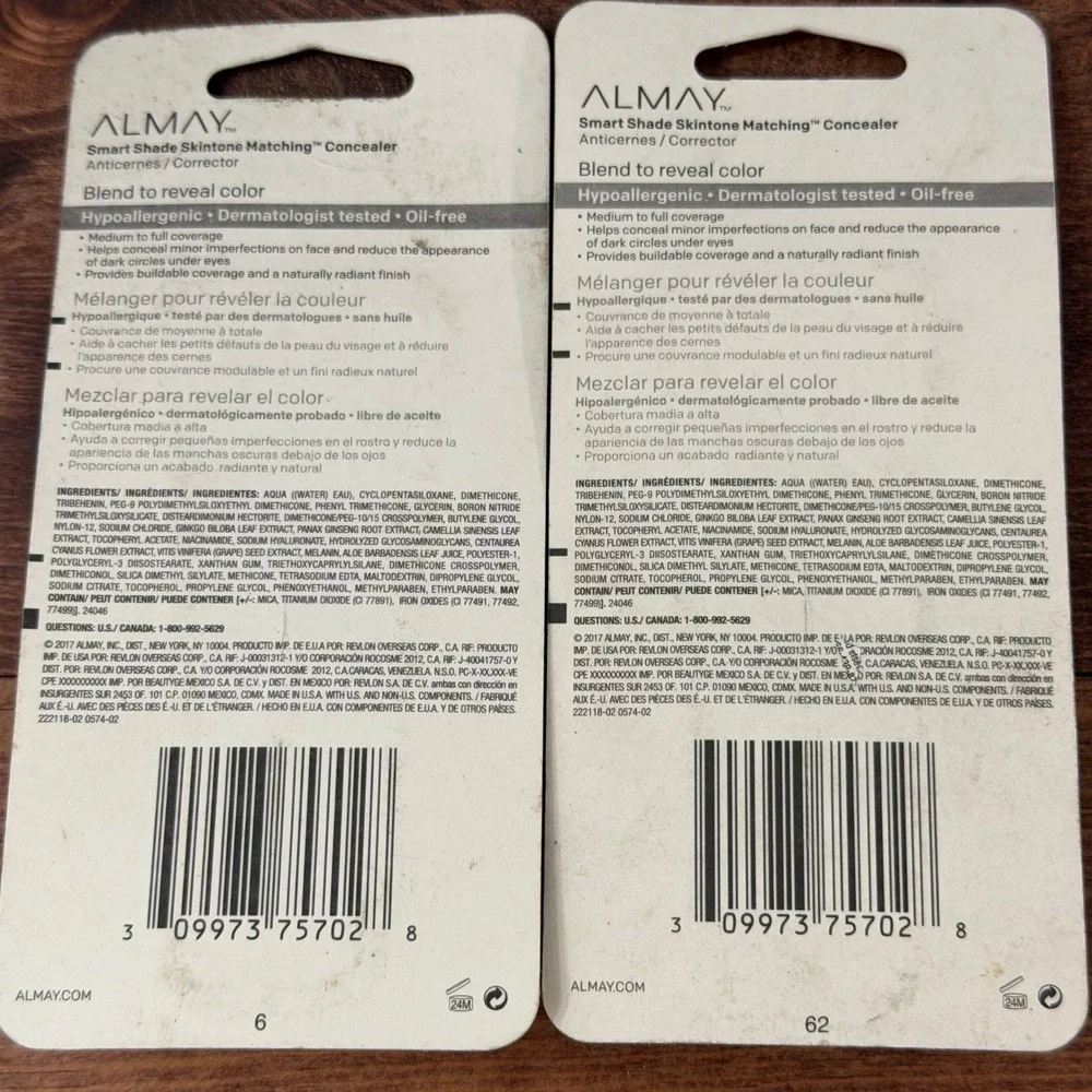 Lot of 2 Almay Smart Shade Skintone Matching Concealer 020 Light Medium Mine